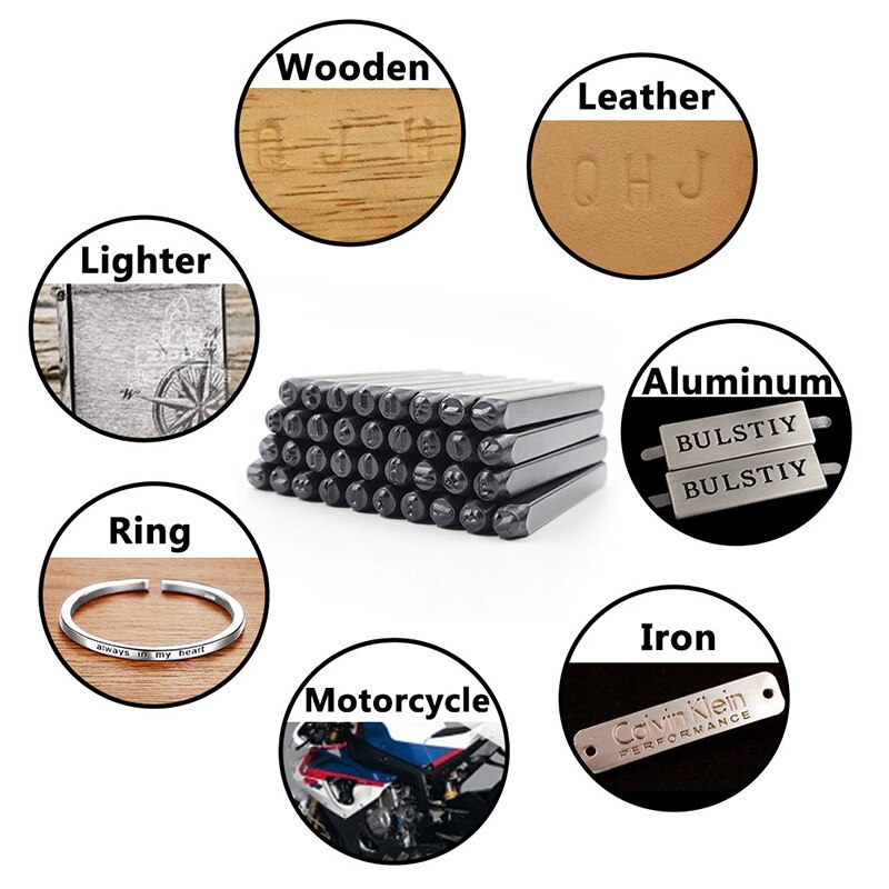36Pcs Letter Punch Stamp Tool Alphanumeric Stamping Pressing Kit Leather Craft DIY Metal Steel Punch Stamp Seal Tool