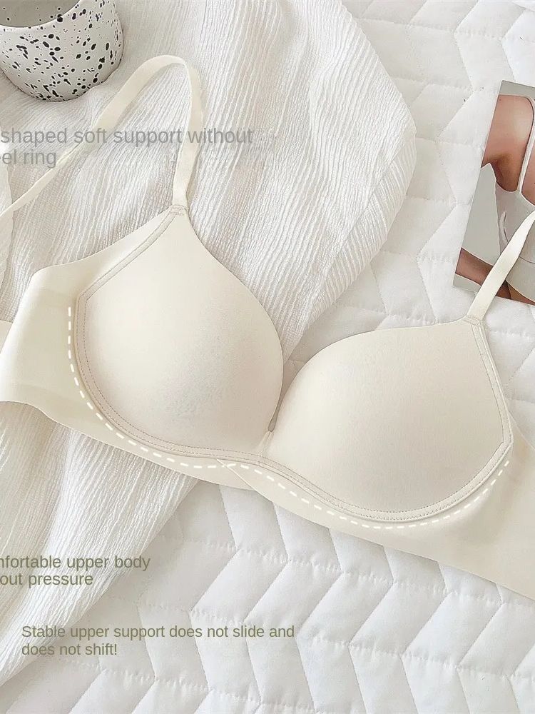 UBAU High lingerie With Beautiful Back, Women's Small Breasts, Sagging-proof, Seamless And Rims-Free Bra: WHITE / 32