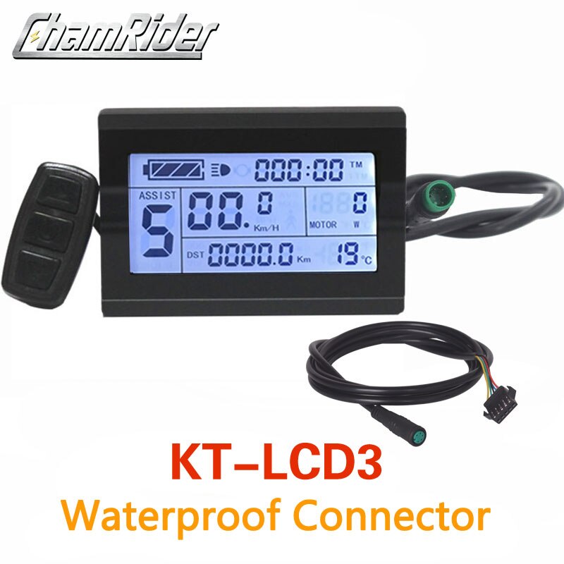 LCD3 Ebike Display LCD8HU KT LCD Electric Bicycle Meter LCD5 For KT Intelligent Controller 52V 48V 36V LCD Panel Waterproof Plug: LCD3 Adapter Cable