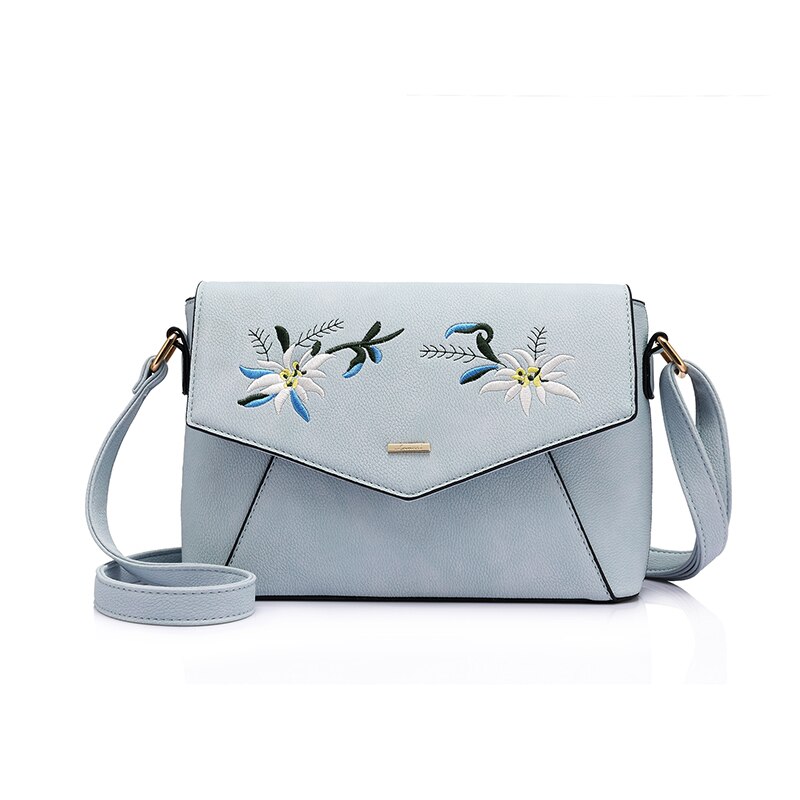 LOVEVOOK frauen schulter crossbody-tasche weibliche blume stickerei handtasche für frauen messenger taschen damen umschlag Satchel Handtasche PU: Light Blue