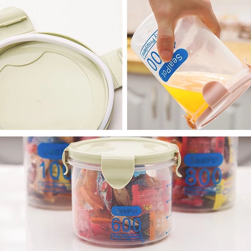600-1500 ml keukenvoedselopslagdozen, plastic bewaardozen, plastic vershouddozen, bewaarflessen