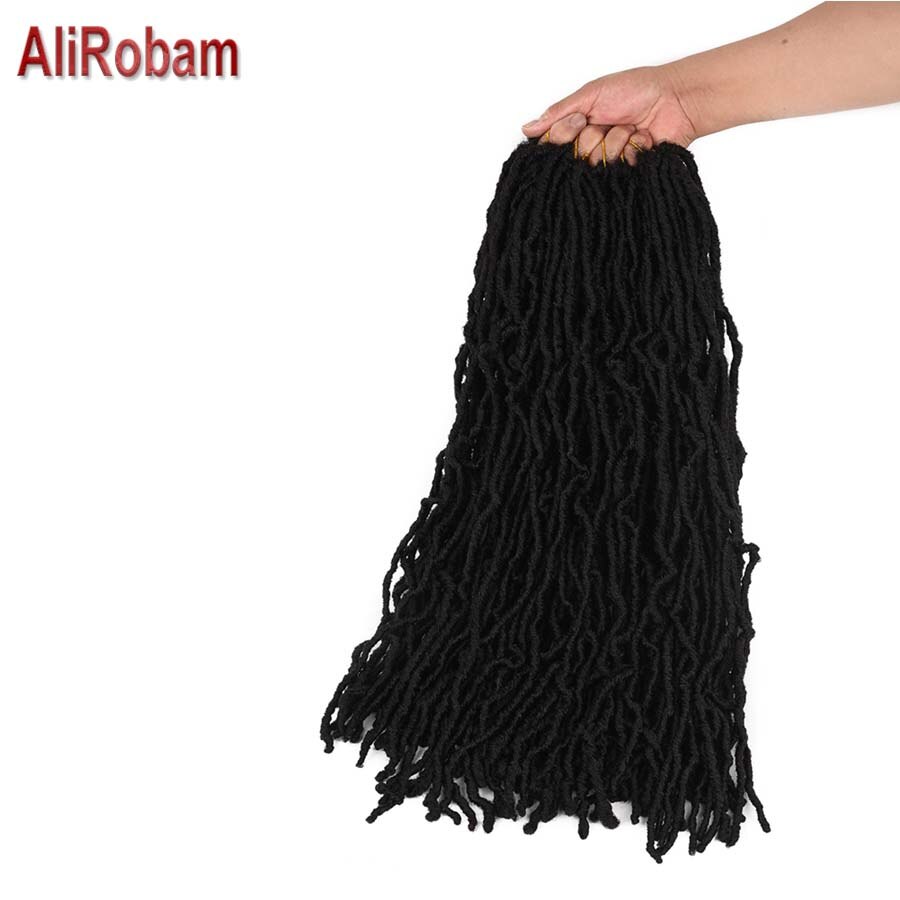 AliRobam Soft Nu Locs Crochet Hair 24 Inch Ombre Faux Locs Crochet Braids Synthetic Hair Extensions 21 strands/pack