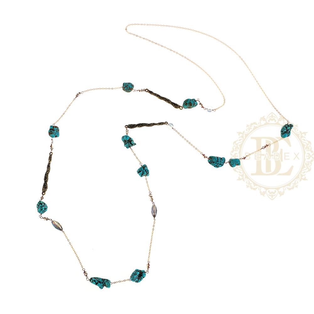 Een Mode Sieraden Halfedelstenen Synthetische Steen Hand Gekoppeld Lange Ketting-1200Mm (BE182)