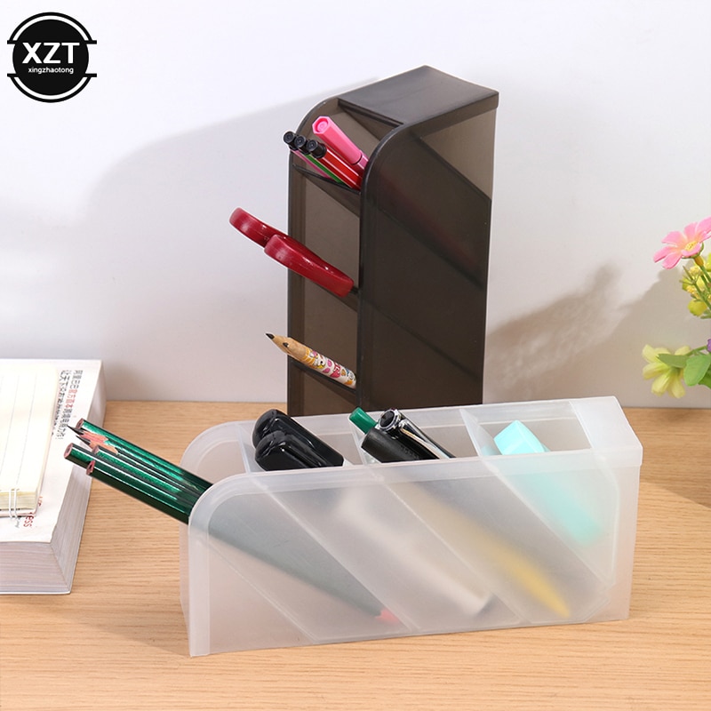 Kawaii-portalápices de escritorio de gran capacidad, Caja de almacenaje para maquillaje, organizador de escritorio, estuche de soporte, papelería para escuela y oficina