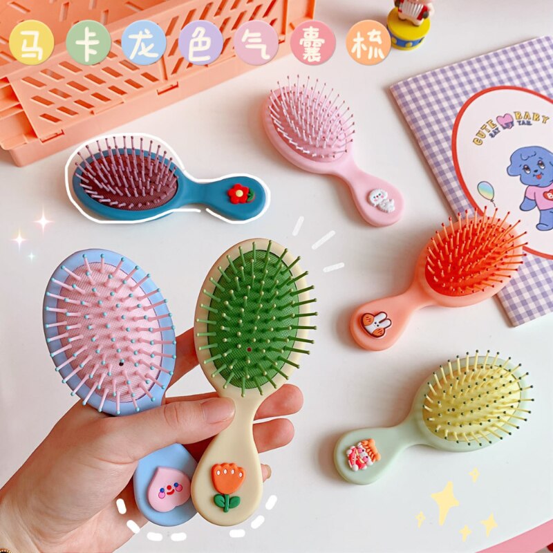Peine de pelo para niños y niñas, peine de dibujos animados, cepillo de pelo para niño, portátil, antiestático, cómodo, masajeador de cabeza