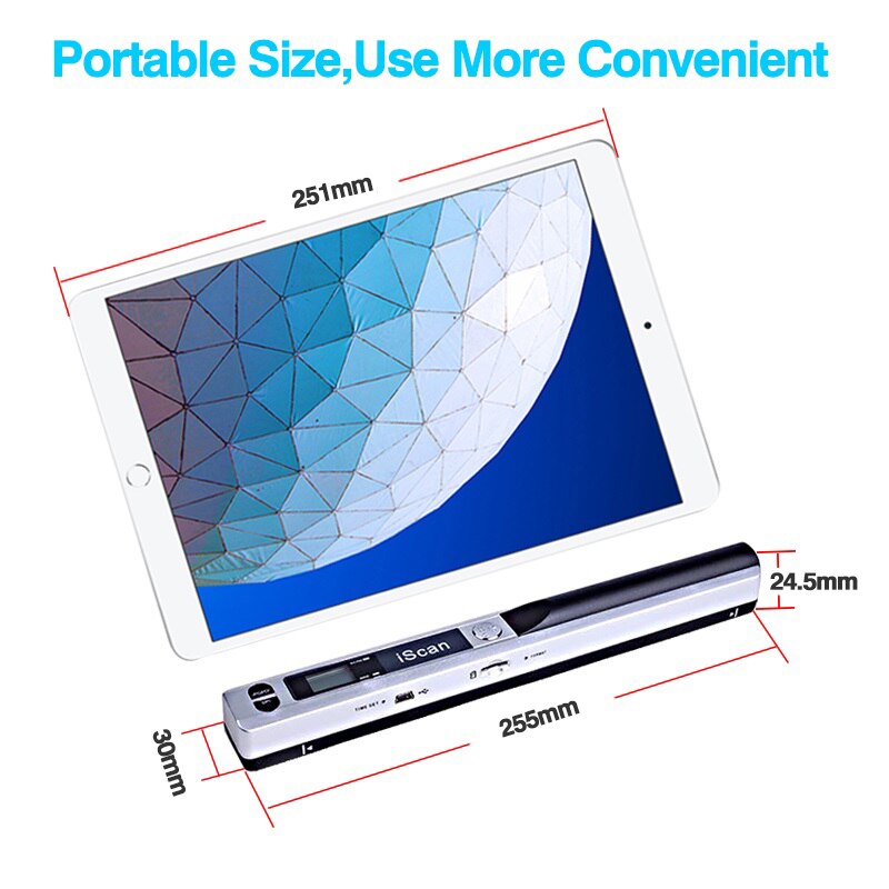 Mini A4 documento escáner Iscan01 móvil portátil de 900DPI inalámbrico pantalla LCD escáner pluma JPG/Formato PDF disco libre