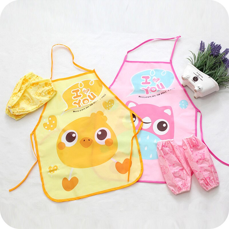 3 Stks/set Baby Kid Mooie Cartoon Dier Waterdichte Antifouling Schort Pvc Kinderen Jongen Meisje Mouwloze Slabbetjes Keuken Voeden Stuff