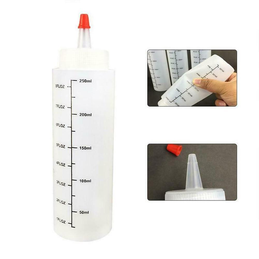 PE Plastic Needle-nosed Scale Squeeze Bottle Cap Squeezable Bottle With Leak-proof 250ml Salad Squeeze Bottle Kitchen Tool