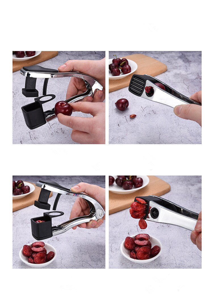 1 pieza de picadora de cereza de acero inoxidable, fácil dátil rojo, semillas de aceitunas, removedor de Corer, triturador de piedras para exprimir, utensilios de cocina QA 090