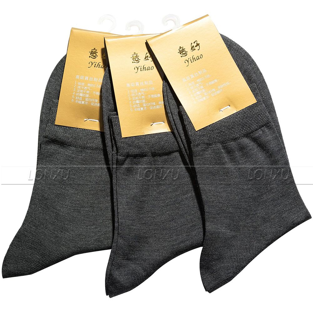 3 paar Herren 100% Silk Socken 100% mittlere Waden Kostenloser p & p Schwarz Braun Beige Grau Navy Blau _ _ geeignet für vier jahreszeiten: Gray