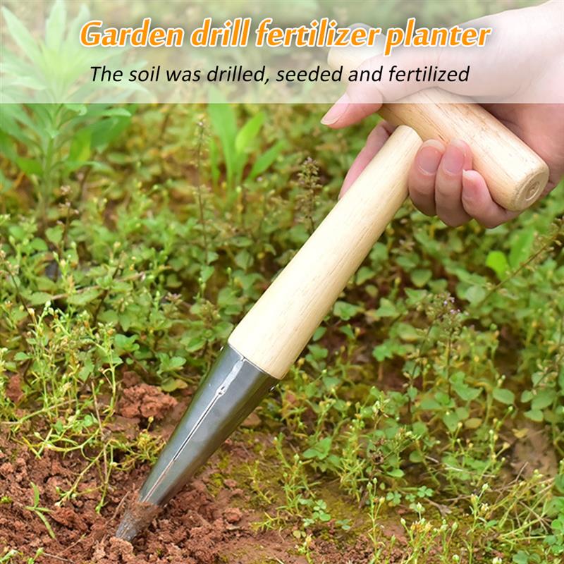 Rustfrit stål dibbler hulmaskine befrugtning såmaskine såning frøplante hjælper indsætte jord havearbejde såmaskine haveredskaber
