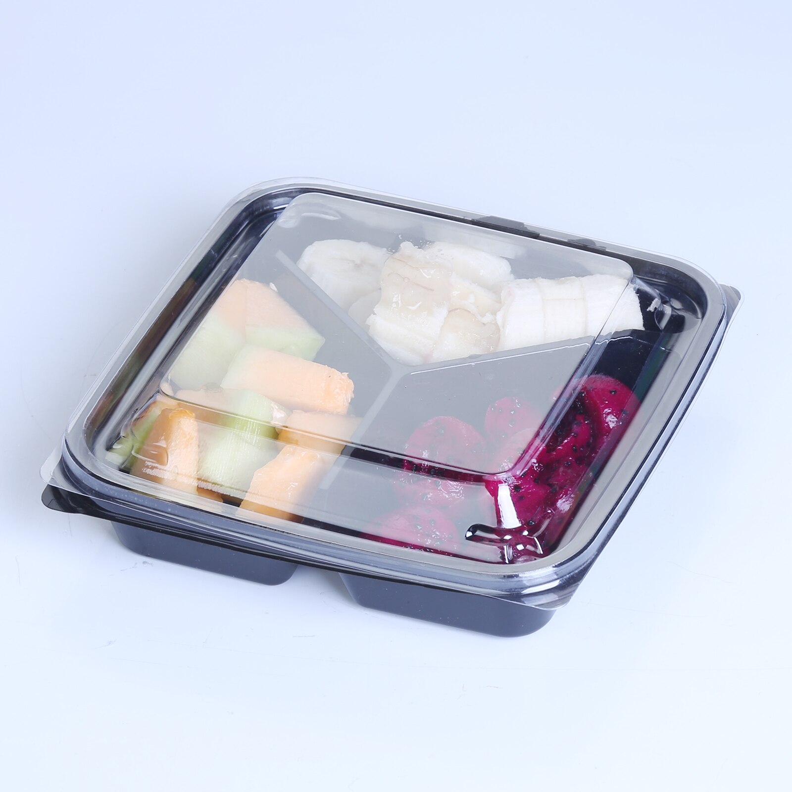 Disposable About 400 Grams of Three-cell Fruit Salad Box, Multi-cell Fruit Box, Takeaway Fruit Packaging Box