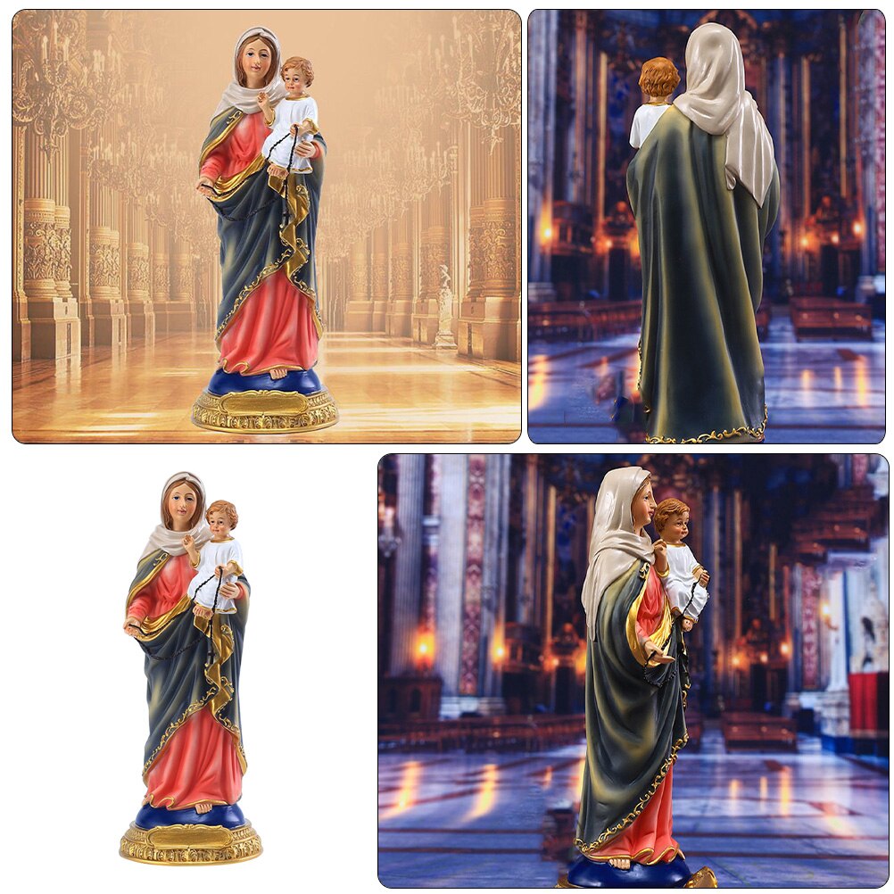 Maagd Maria En Kind Standbeeld Hars Madonna Ornament Kerk Desktop Decor