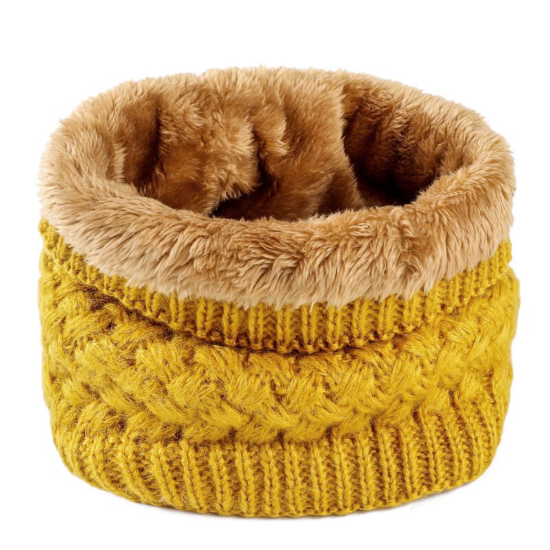 Winter Ladies Pink Red Warm Elastic Thick Knitted Circle Scarf Ring Women Men Faux Fur Neck Collar Warmer Plush Scarves: Yellow