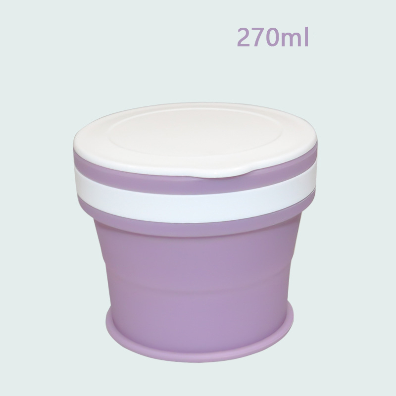 170/270/350ml Folding Silicone Draagbare Siliconen Telescopische Drinken Inklapbare koffie cup vouwen silica cup met Deksels reizen: 270ml Purple