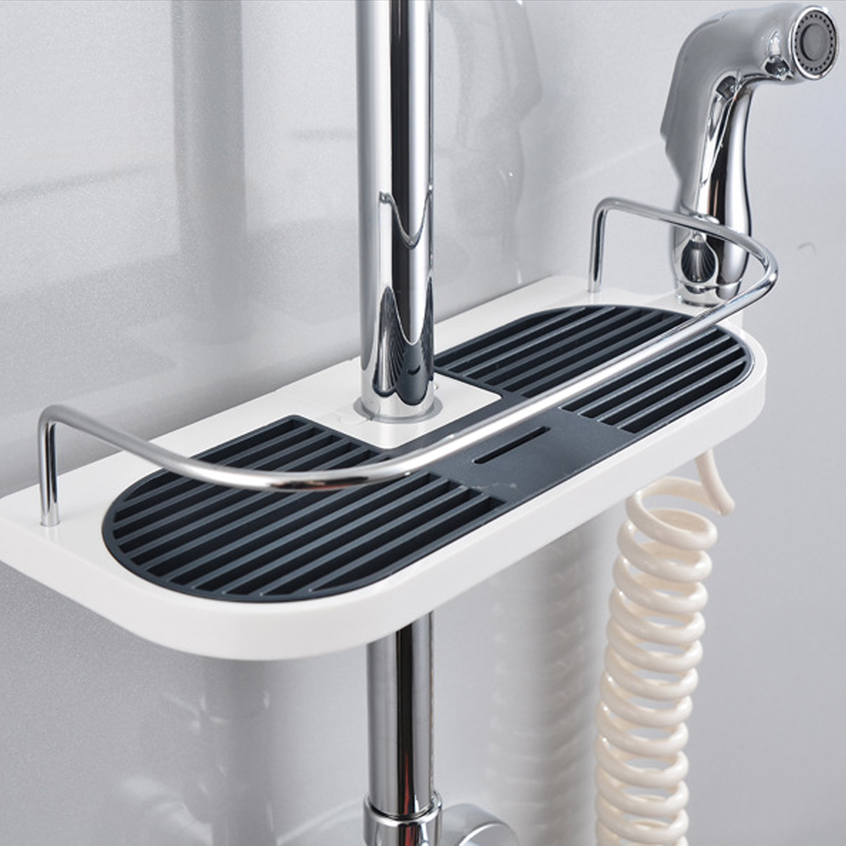 1 estante de baño estante de ducha bandeja de baño para toalla y champú soporte de ducha de un solo nivel accesorios de baño