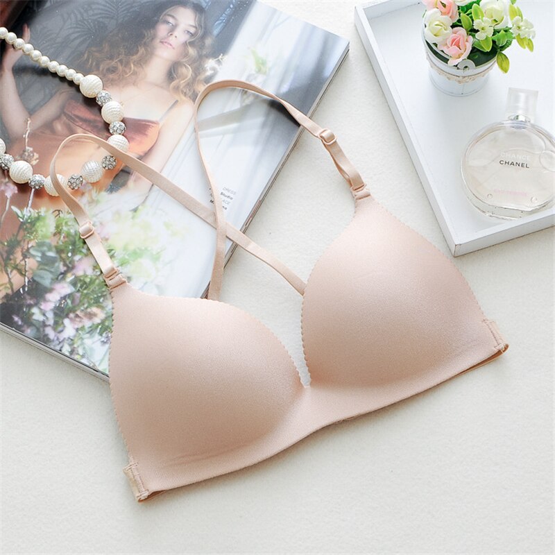 Women Bra Sexy Push Up Lingerie Bra Wire Free Bralette Summer Adjustment Shape Underwear: Khaki