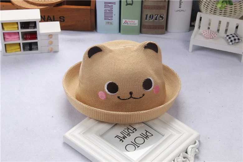 summer Cute Cartoon Straw Hat Girl Hat Boy cap Child Sun Hat Child Solid Beach Panama Hat: 6