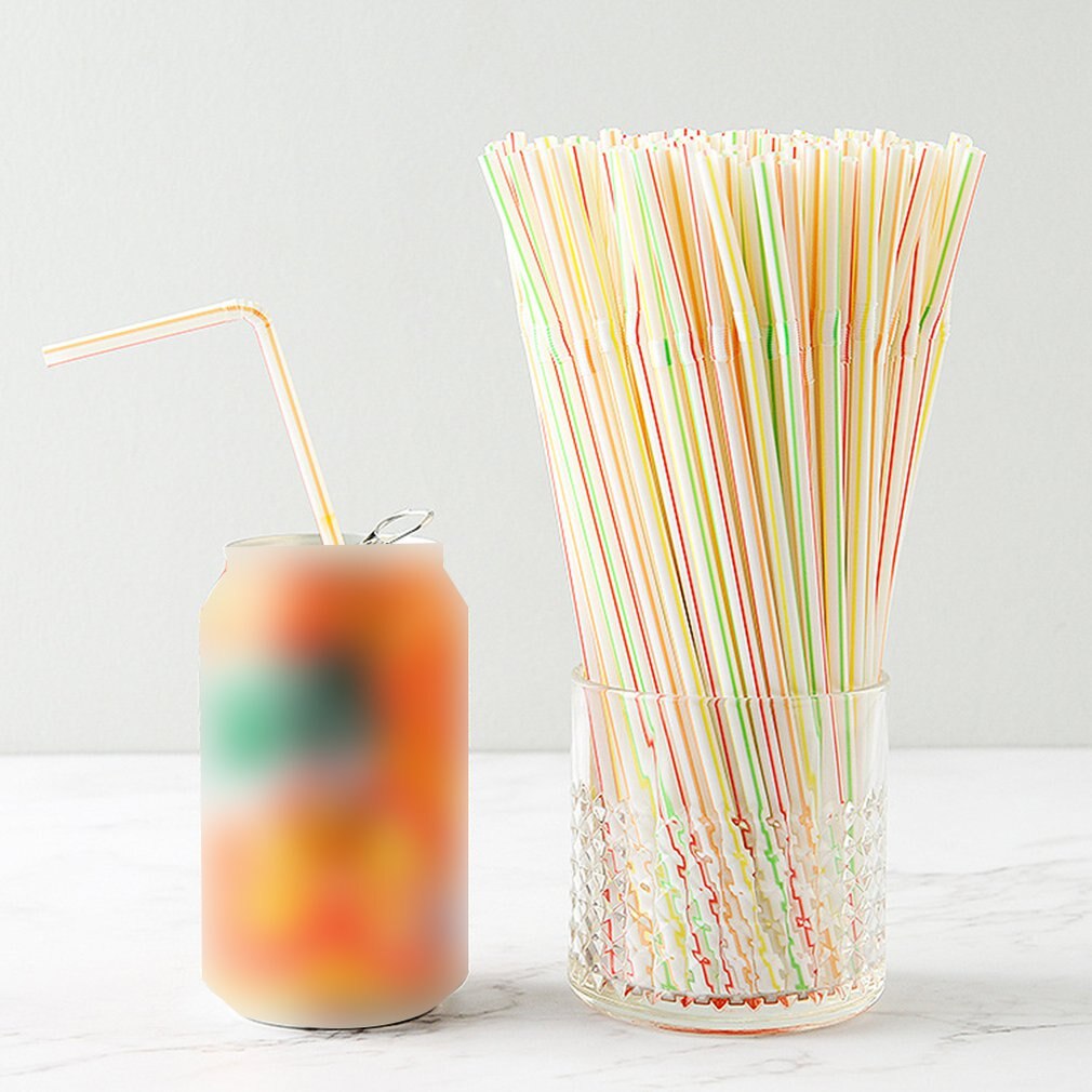 Disposable Color Elbow Plastic Straws Lengthen And Bendable Juice Drink
