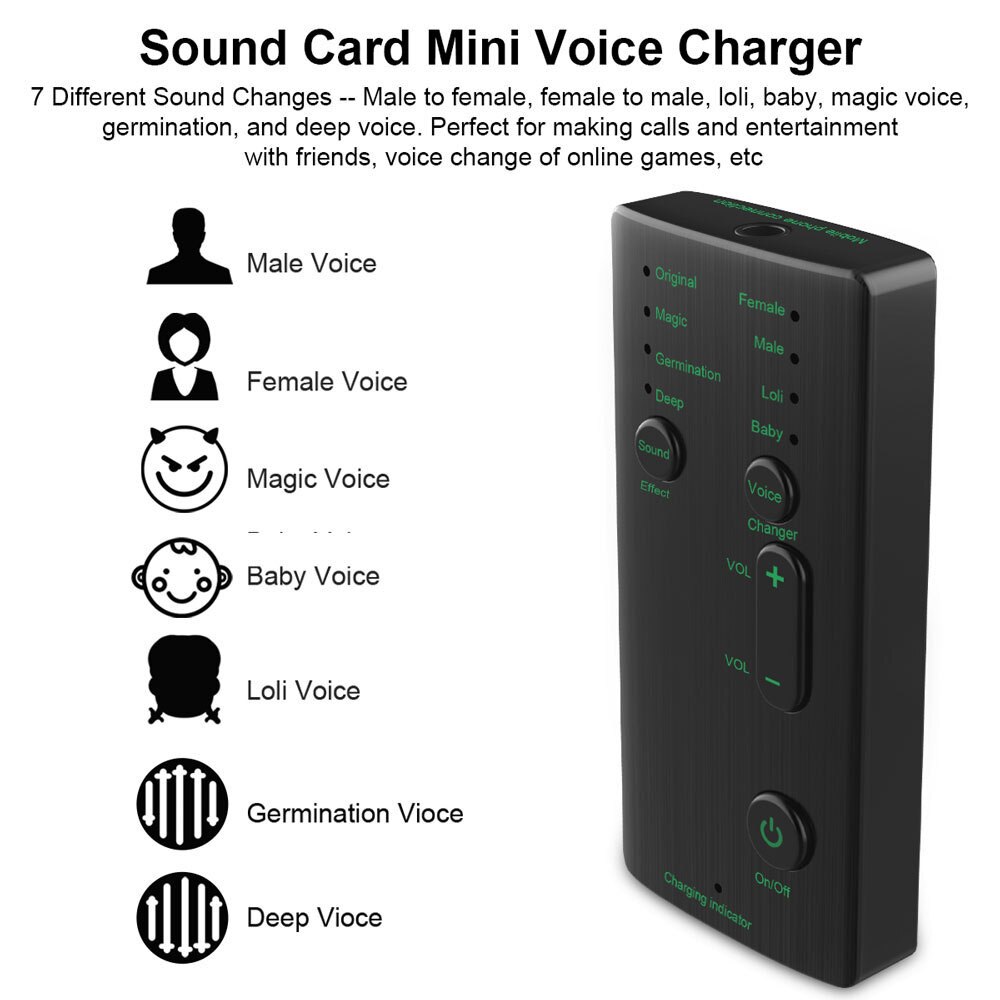 7 Geluid Veranderende Modes Hoofdtelefoon Microfoon Game Voice Microfoon Adapter Voor Telefoon Laptop Voice Changer Adapter