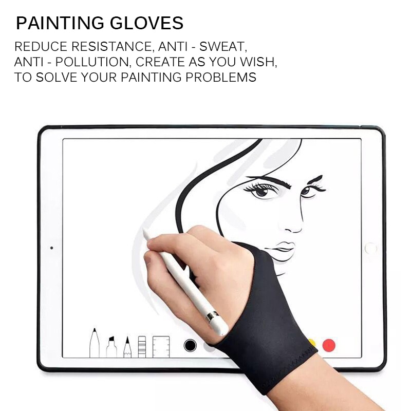 Twee-Vinger Handschoen Kunstenaar Anti-Touch Handschoen Voor Tekening Tablet Rechts En Links Hand Handschoen Anti-Fouling voor Screen Board Anti-Fouling