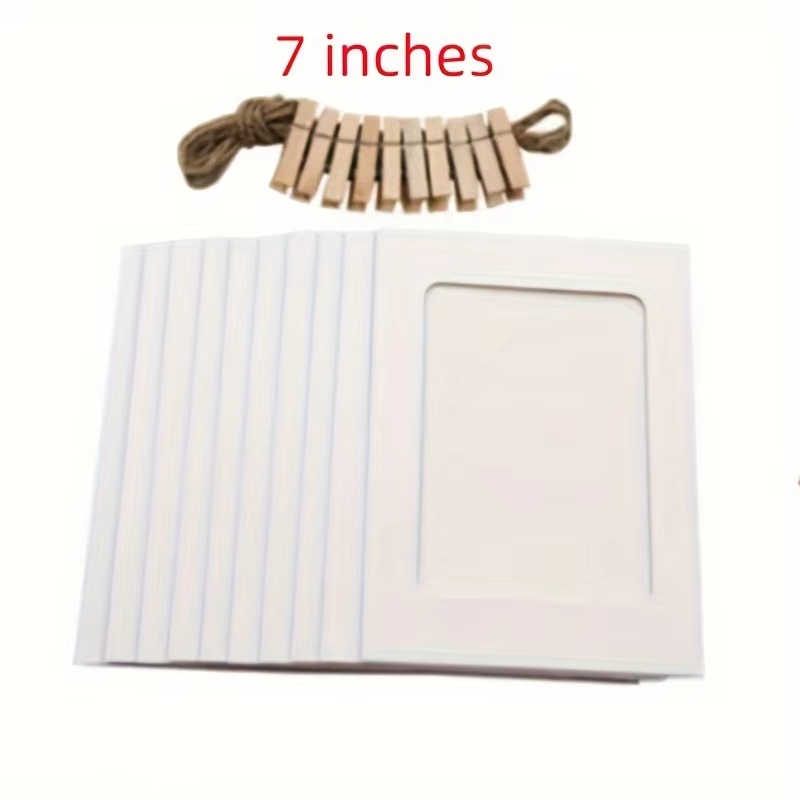 10pcs Photo Cardboard Picture Frame, DIY Paper Photo Frame With Wooden Clips, Wall Decoration, Bedroom decorative picture frame: Red