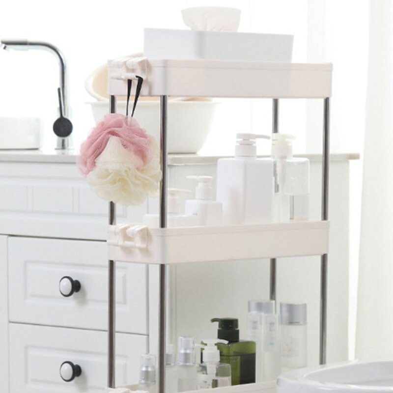 Bathroom Storage Rack 3 Layers Kitchen Narrow Cabinet Living Room Space Shelf Home Furniture Movable Wheels Shelf