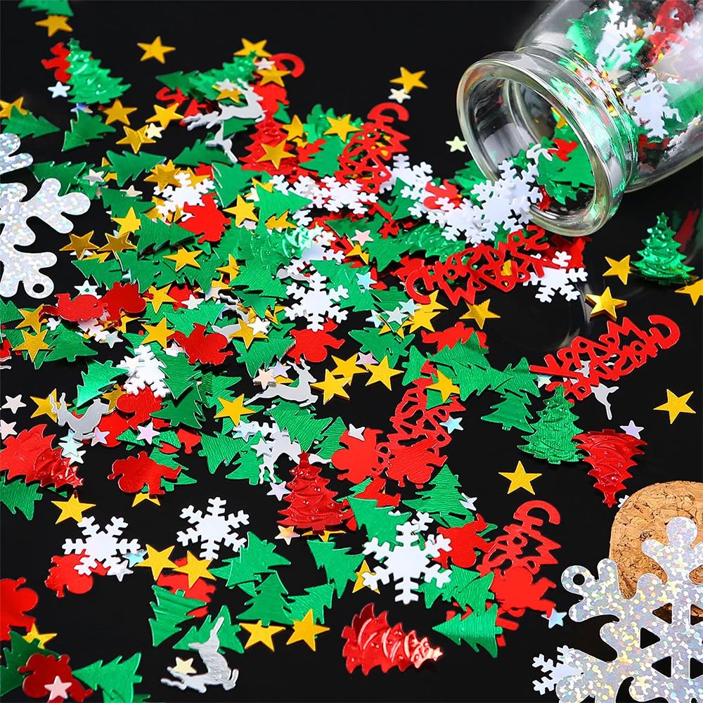 Confettis de noël arbre de noël, flocon de neige, bonhomme de neige, cerf, paillettes, pour joyeux noël, nouvel an, fournitures de fête