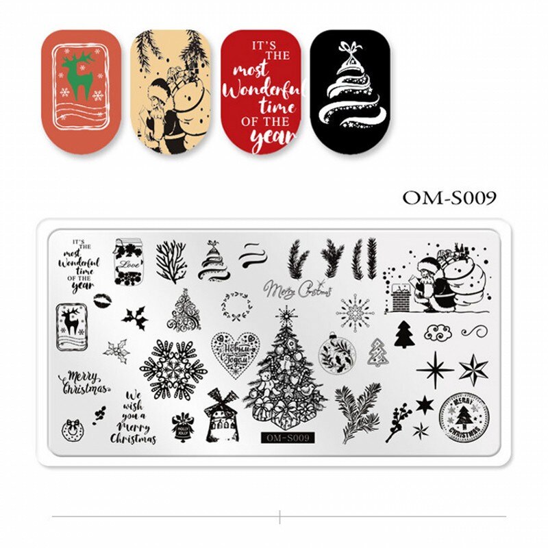 1Pcs Halloween Nail Stamping Plates Pumpkin SPider Pattern Plate Christmas Snowflake Santa Nail Art Image Stamp Templates OMS112: 9