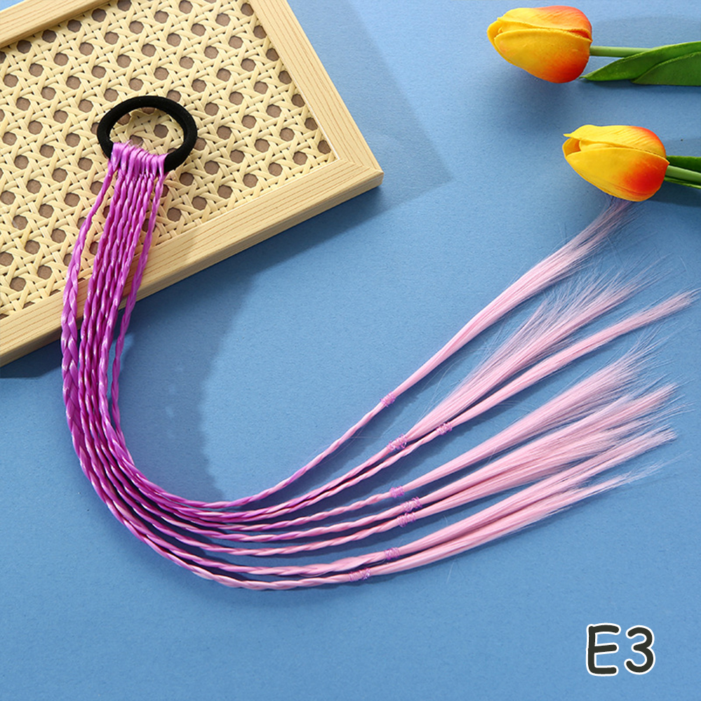Extensiones de cabello con trenzas coloridas sintéticas con bandas de goma, coleta trenzada de arcoíris, accesorios para el cabello para niñas: P4 / 30