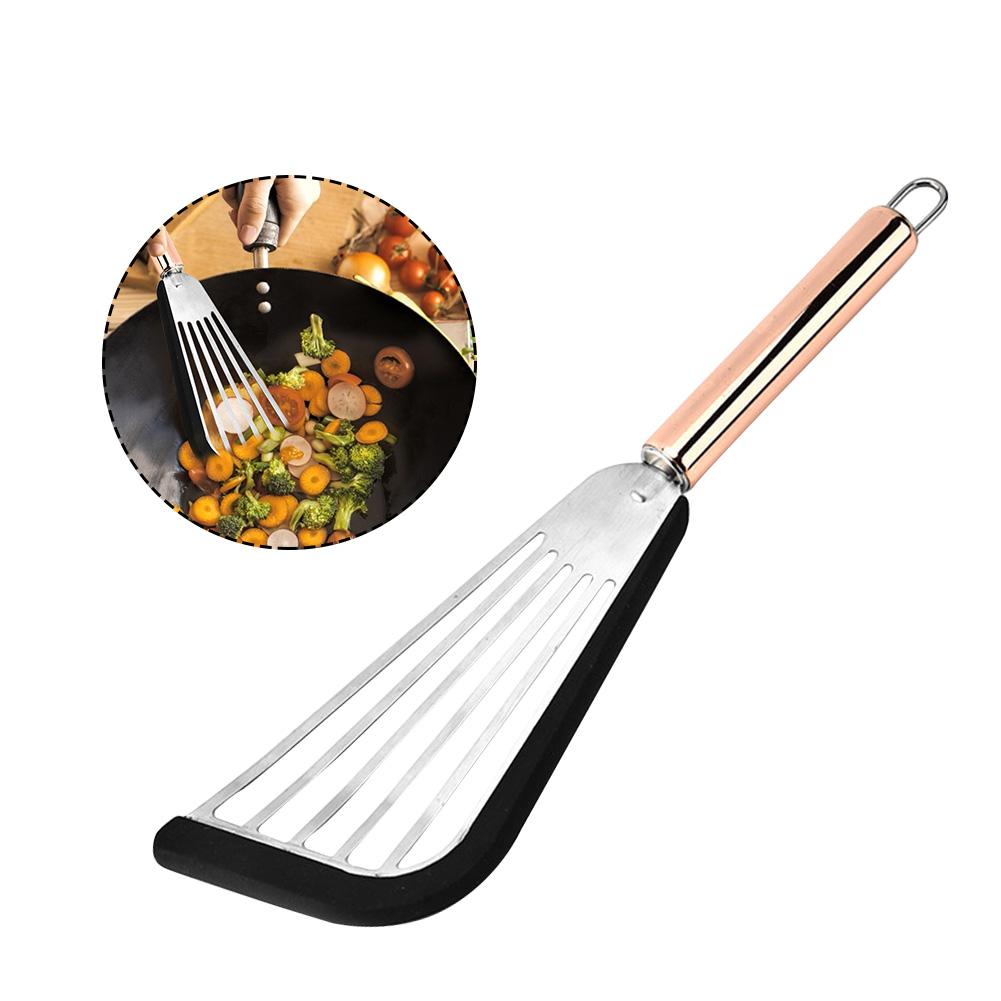 Durable Slotted Spatula Flexible Stainless Steel Spatula with Silicone Top Soft Edge Slotted Spatula Turner #CW