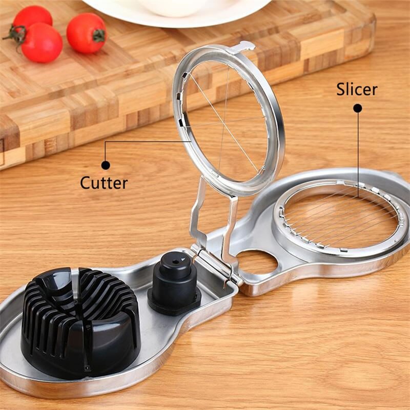 Roestvrij Staal Ei Slicer Manual Fruit Ei Cutter Divider Gekookte Eieren Splitter Salade Sandwich Gereedschap Keuken Gadgets