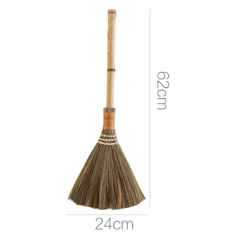 Wood Floor Sweeping Broom Straw Braided Manual Archaize Broom Sweeper Soft Hair Fur Household Floor Home Duster Cleaning Tool: A-13x62cm