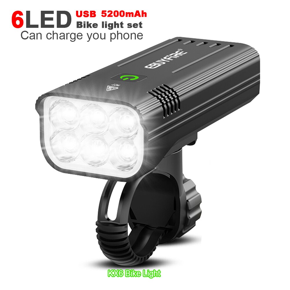 6000LM Bicycle Light 2x XML-L2 LED Bike Light With USB Rechargeable Battery Cycling Front Light +Handlebar Mount: SetO KX6 Bike light