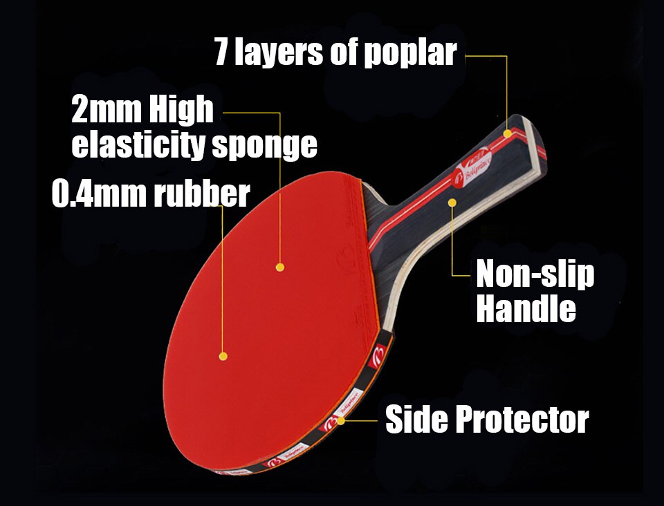 2 Stks/partij Tafeltennis Bat Racket Dubbele Gezicht Puistjes In Lange Korte Handvat Ping Pong Paddle Racket Set Met tas