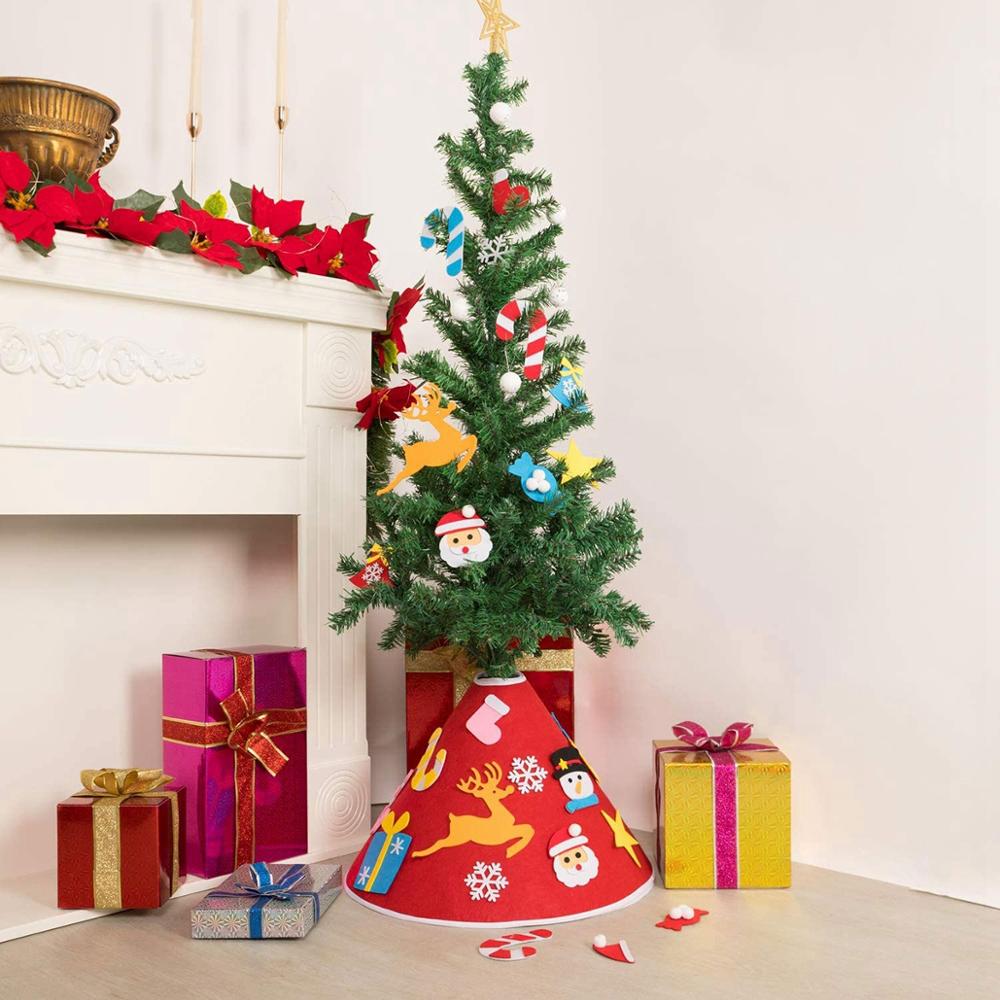 Qifu Kerstboom Rok Rode Plaid Ronde Tapijt Kerst Decoraties Voor Thuis Vloermat Jaar Kerstboom Rok navidad