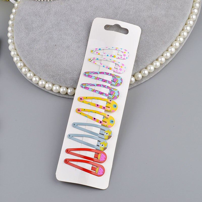10 unidades/lote de pinzas para el pelo para niña pequeña, pasadores con estampado colorido para niña, horquillas de seguridad para niña, accesorios para el cabello