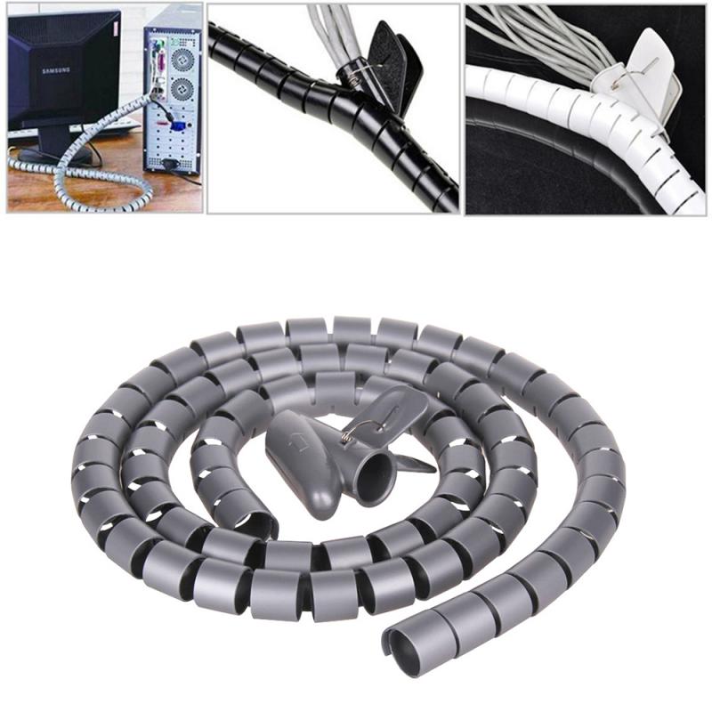 1.5m Wire Management Protector Cable Organizer Cable Winder Coiled Tube Sleeve Desktop Computer Power Cord Storage Wrap