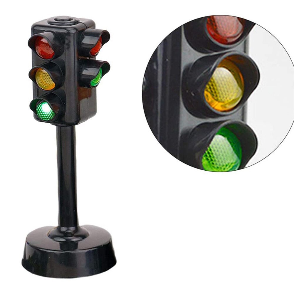 2pcs Traffic Sign Light Toy Role Play Educational Model Road Blocks Voice Flash Kids Rule Cognition Safety Early Learning