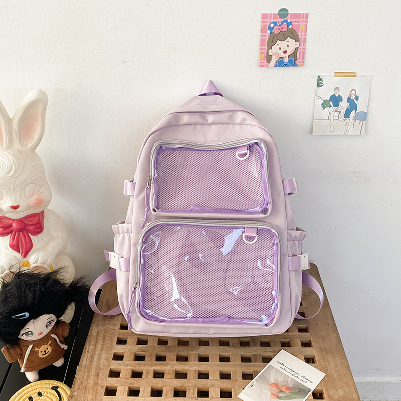 Japanese Kawaii Itabag Women Transparent Backpack Women Large Capacity Ita Backpack School Bags For College Student JK: SKY BLUE