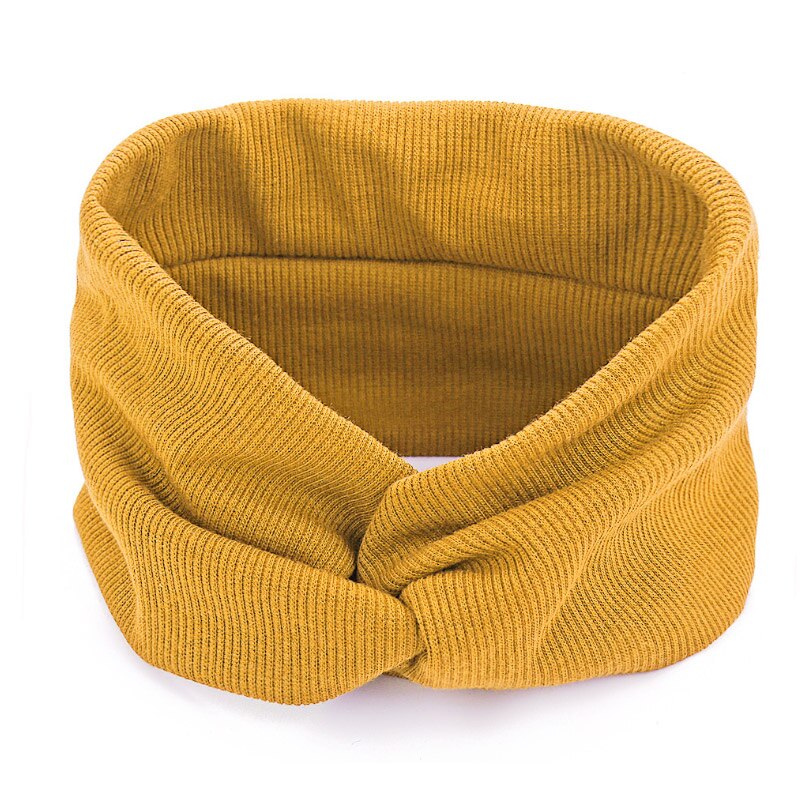 élastique noeud bandeaux sueur absorbant solide couleur bandeau pour femmes fille bébé coton croix cheveux accessoires: Jaune