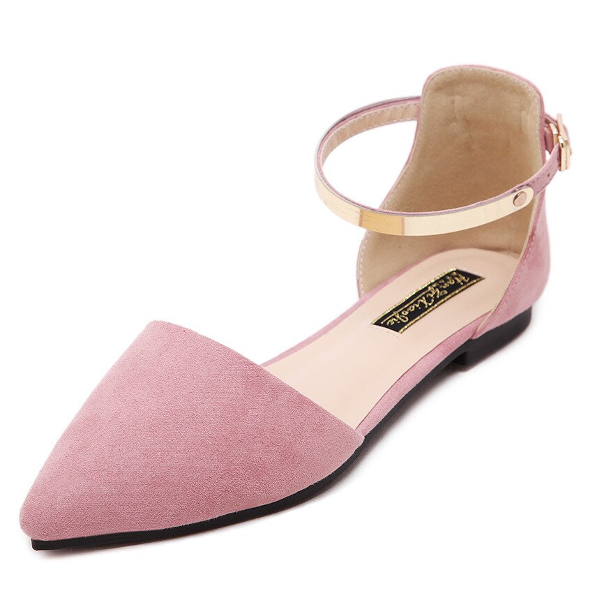 Sandalias de punta estrecha para Mujer, zapatos de Flock, hebilla de correa plana, Sandalias Mujer, zapatos de oficina para Mujer, chanclas finas para Mujer: Rosa / 35