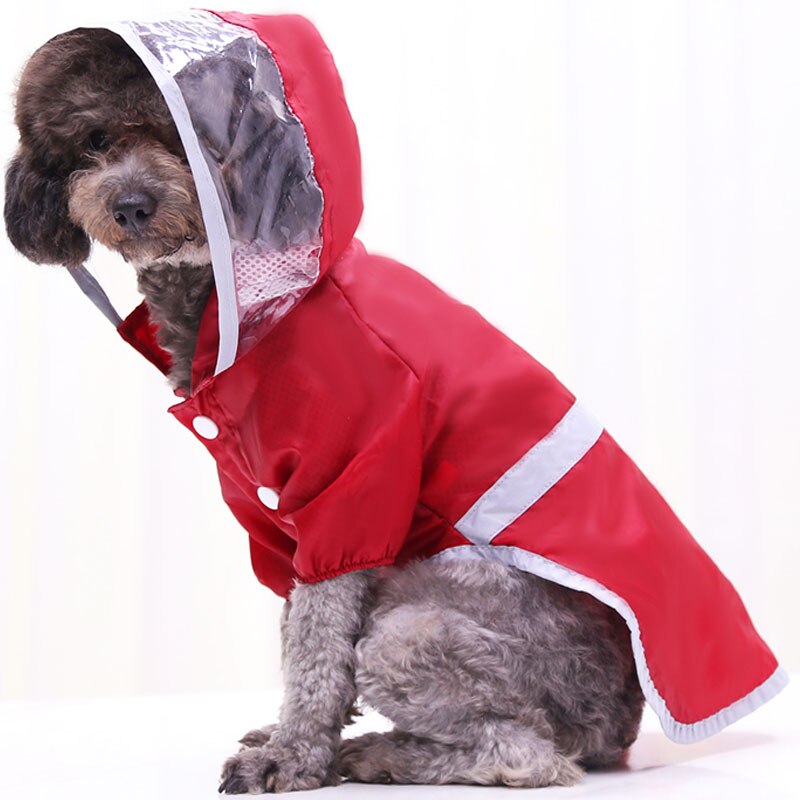 Borgogna Impermeabile Del canna Della Maglia Interno Riflettente di Sicurezza nel Buio Impermeabile con Cappuccio Impermeabile Cappotto di Pioggia Giacca per Grandi Cani husky L