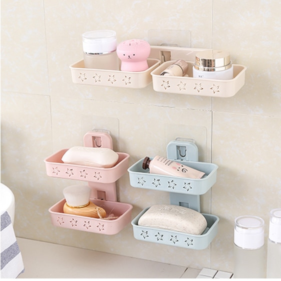 Soap Dishes Bathroom Shower Soap Box Soap Holder Double layer Soap Holder Plate Tray Bathroom rack