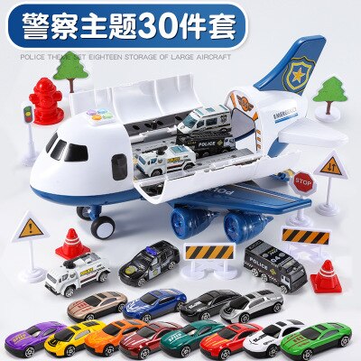 Kinderen Speelgoed Vliegtuig Grote Jongen Baby Politie Legering Auto Parkeerplaats Grote Vliegtuig Model Speelgoed Auto: Policemen 30pcs