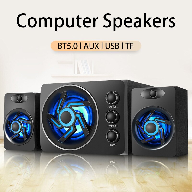 LED Computer Speaker 4D Surround Sound Mini Subwoofer Music Speaker for Laptop Notebook PC Phone Stereo Bluetooth Loudspeaker