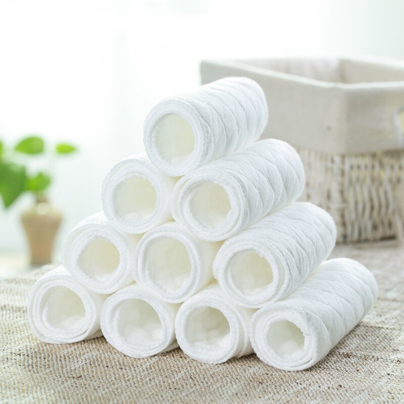10 Pcs 3/6 Laag Katoen Herbruikbare Luiers Wasbare Inserts Boosters Luiers Doek Voor Pasgeboren Baby Peuter 12*32cm/17*46Cm: 12x32cm(6 layers)