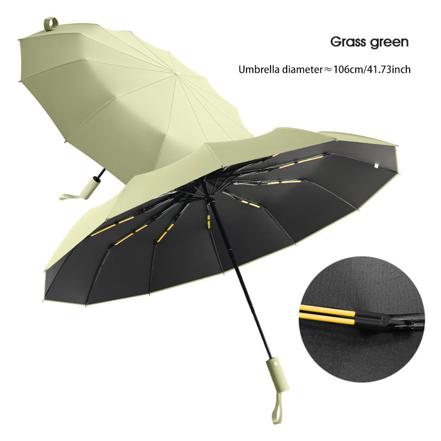 Umbrella Large Automatic Umbrella 24 Bone Men's Double Strong Wind resistant Sunscreen and UV resistant Women's Dual purpose Sun: green