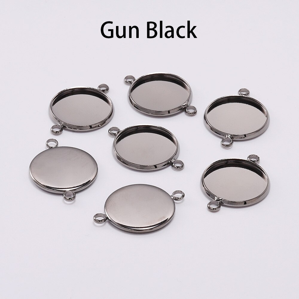 Conectores de Base de cabujón para pulsera de 20 piezas, ajuste de bandeja Base de camafeo, bisel, suministros en blanco para fabricación de joyas, accesorios DIY: 20 mm / Negro