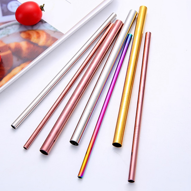 50 stuks 12mm drinkrietjes herbruikbare metalen rietjesset scherpe bubble tea rietjes 304 roestvrijstalen parel milkshake dikke rietjes buis